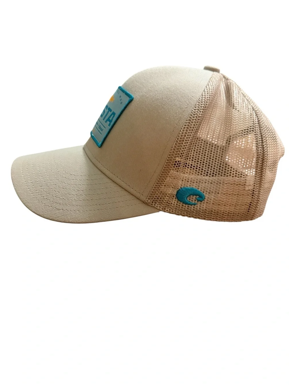 Costa Del Mar Topwater Trucker Hat Tan Mesh Snapback Adjustable Fishing Cap NWOT